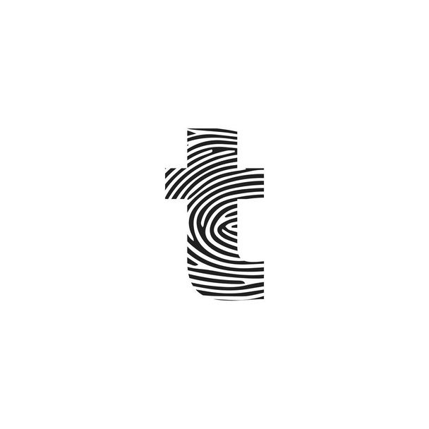Anfangsbuchstabe t Vektor Icon Fingerprint Concept. t Vector Letter base logo. - Vektor, Bild