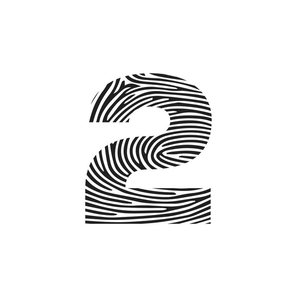 2 Vector Letter base logo. Initial letter 2 vector Icon Fingerprint Concept - Vector, afbeelding