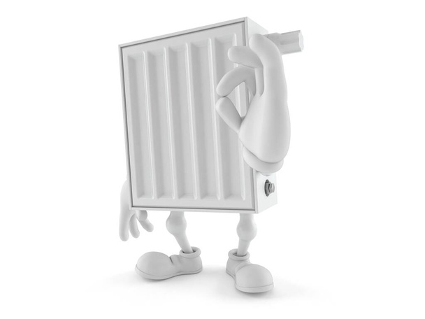 Характер радиатора с приятным жестом выделен на белом фоне. 3d иллюстрация
 - Фото, изображение