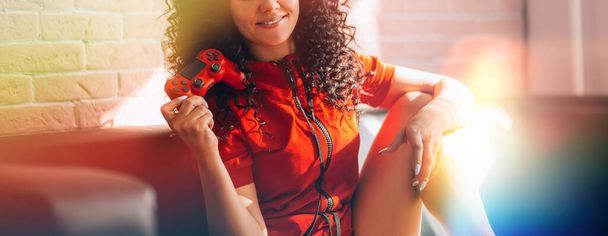 girl plays video games - Photo, Image