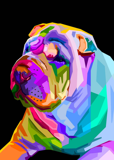 πολύχρωμο σκυλί shar pei σε στυλ pop art. εικονογράφηση διανύσματος - Διάνυσμα, εικόνα
