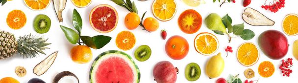 Seamless pattern with different fruits  isolated on white background - Fotó, kép