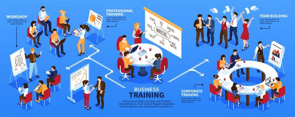 Isometric Business Training Infographics - Vektor, Bild
