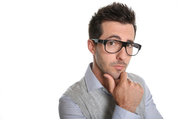 Thoughtful guy with eyeglasses - Фото, зображення