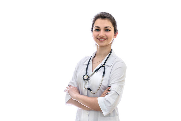 fiatal nő orvos izolált fehér háttér - Fotó, kép