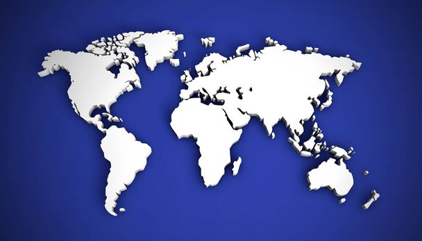 3D illustration world map on a blue background. - Photo, Image
