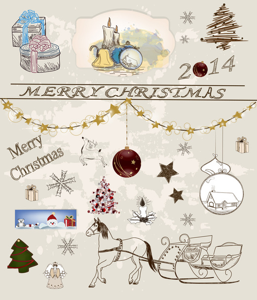 Vintage Christmas collection - Vector, Image
