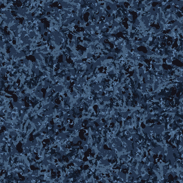 Dark Blue Speckled Background. Water Blot Effect Dip Dye Indigo Blue Texture. Bleached Resist Mottled Seamless Pattern. Swirl Stain Textile. Japan Indonesian Allover Print.  - Вектор, зображення