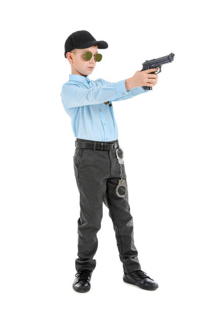 Милий маленький поліцейський на білому тлі
 - Фото, зображення