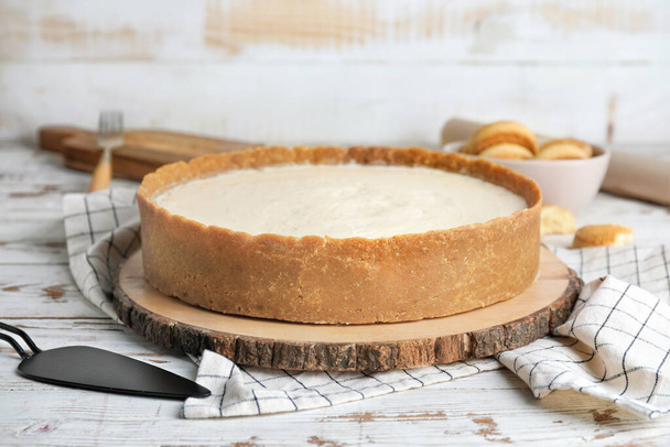 Sweet tasty cheesecake on table - Фото, зображення