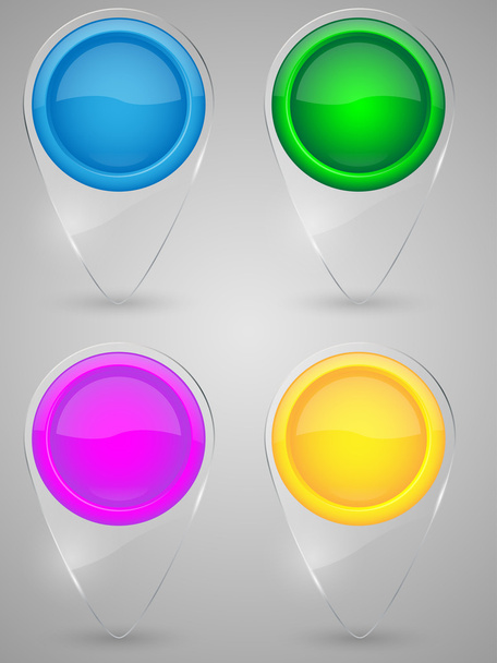 Set of glass map pointer icon - Vector, Image