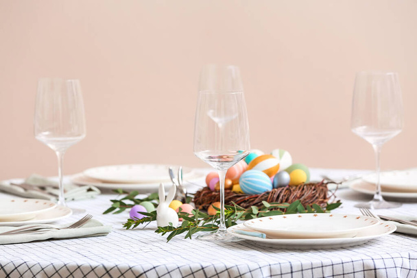 Beautiful table setting for Easter celebration - 写真・画像