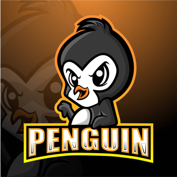 ペンギンマスコットのスポーツロゴデザイン - ベクター画像