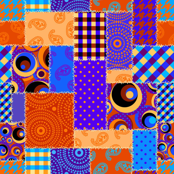 Seamless background pattern. Textile patchwork pattern. Vector image - Vector, Image