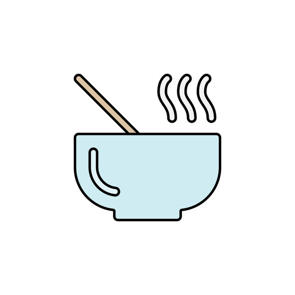 gorące jedzenie na miski ikona izolowane na białym tle - Wektor, obraz