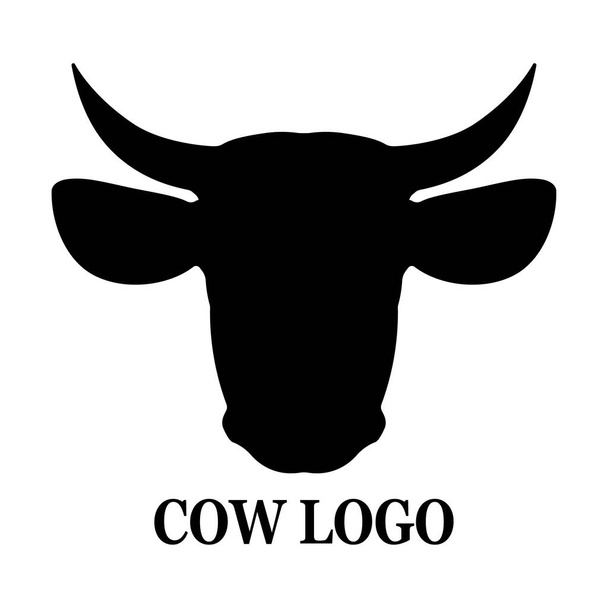 Logo głowy krowy, wektor ikony, styl płaski, zwierzę domowe izolowane na białym tle - Wektor, obraz