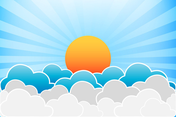 zon en wolken - Vector, afbeelding