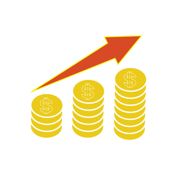 Money growth icon, gold coins on a white background. - Vector, Image