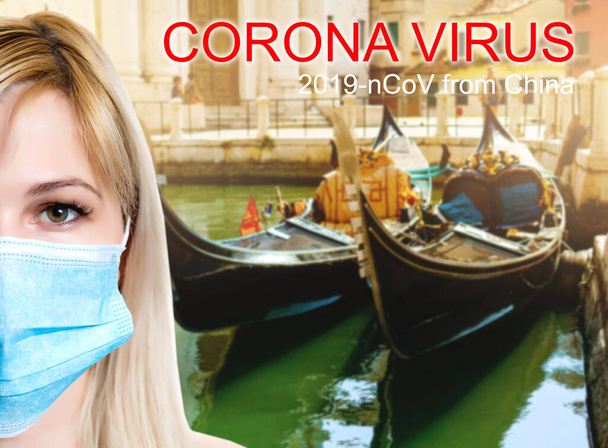 Coronavirus 2019-nCoV, İtalya 'da COVID-19. Venedik gondolları San Marco Meydanı, Venedik, İtalya. - Fotoğraf, Görsel