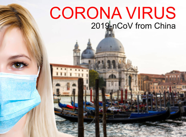 Coronavirus 2019-nCoV, COVID-19 στην Ιταλία. Βενετία γόνδολες στην πλατεία του Αγίου Μάρκου, Βενετία, Ιταλία. - Φωτογραφία, εικόνα