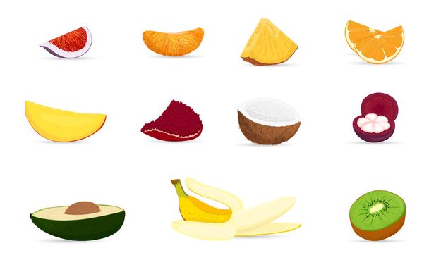 Tropical exotic fruits set. - Vector, Image
