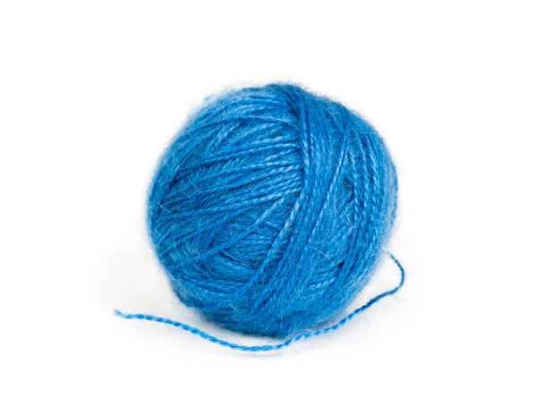 Голубая шерстяная пряжа
 - Фото, изображение