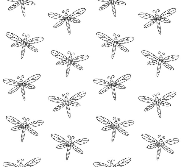 seamless pattern with dragonflies vector illustration - Vetor, Imagem