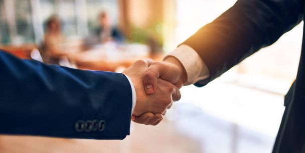 Business lawyers workers meeting at law firm office. Professional executive partners working on finance strategry at the workplace. Shaking hands for succesful agreement. - Foto, Imagen