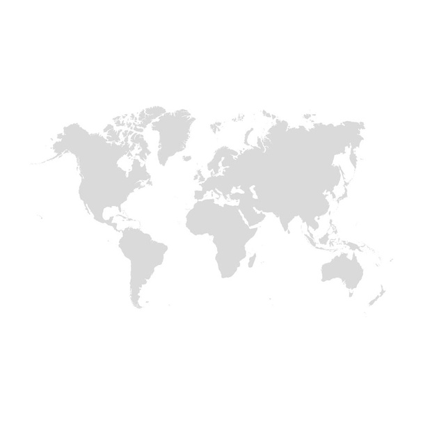 Hochdetaillierte flache graue Vektorweltkarte isoliert auf weißem Hintergrund. Vorlage für Website, Ikonografien. - Vektor, Bild