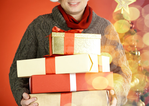 Man with giftboxes - Fotoğraf, Görsel