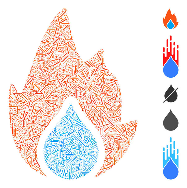 Line Mosaic Fire and Water Drop - ベクター画像
