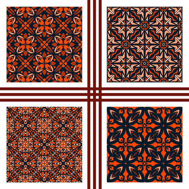 Vector seamless texture collection. Colorful backgrounds with ethnic oriental ornament. Ornamental decorative patterns - Vektor, obrázek