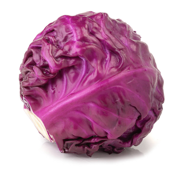 Red cabbage isolated on a white background. - Фото, изображение