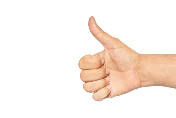 Palec nahoru positivní gesto na izolované dlani ruky. - Fotografie, Obrázek