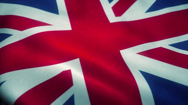 Die britische Flagge weht im Wind. Nationalflagge des Vereinigten Königreichs. Zeichen des Vereinigten Königreichs. 3D-Darstellung. - Foto, Bild