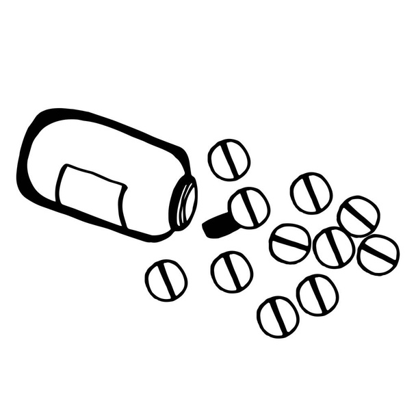 Detailní lékařská nádoba s pilulkami na bílém pozadí. - Fotografie, Obrázek
