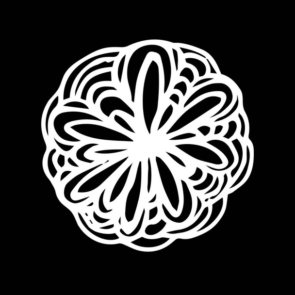 Detailní ručně kreslená rostlina, abstraktní květ na izolovaném černém pozadí.Design pro obaly, tetování, tapety. - Fotografie, Obrázek