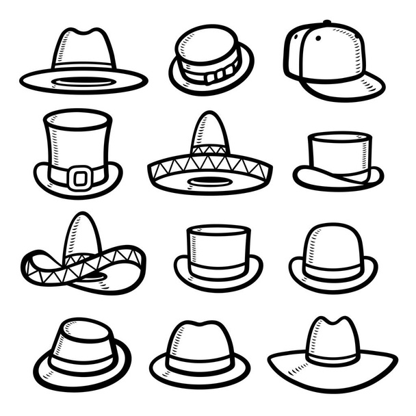 Hats collection set. Collection icon hat. Vector - Вектор, зображення