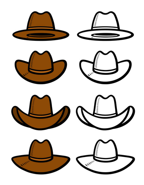 Cowboy hat set. Collection icon cowboy hat. Vector - Vector, Imagen
