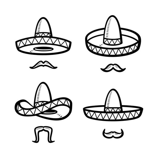Sombrero set. Collection icon sombrero. Vector - Vecteur, image
