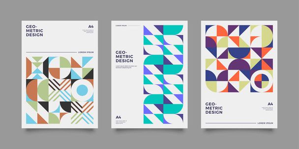 Set of geometric covers. Collection of cool vintage covers. Abstract shapes compositions. Vector. - Vector, Image
