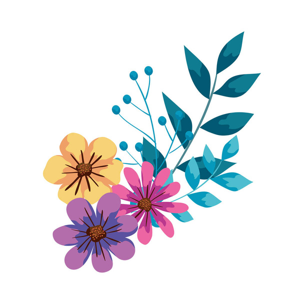 милі квіти з гілками і листям
 - Вектор, зображення