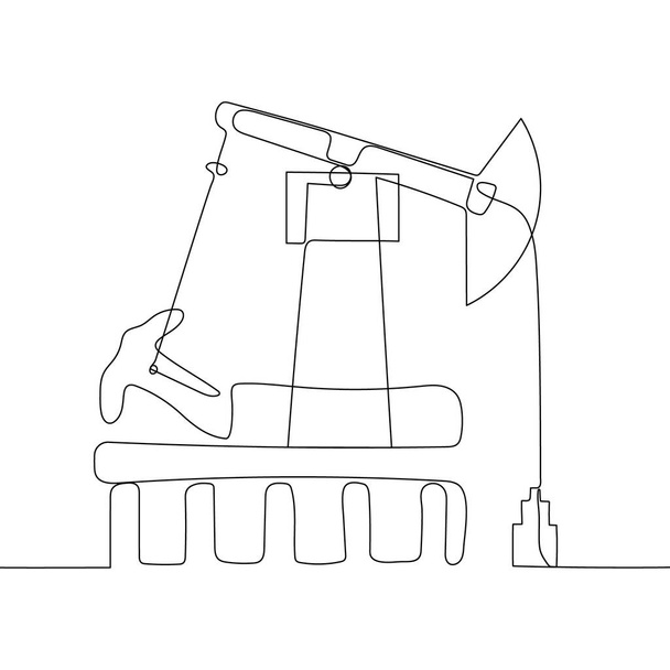 Platforma wiertnicza fotel bujany na białym tle. Koncepcja paliwa, ropy naftowej, zasobów naturalnych. Ilustracja wektora jednej linii - Wektor, obraz