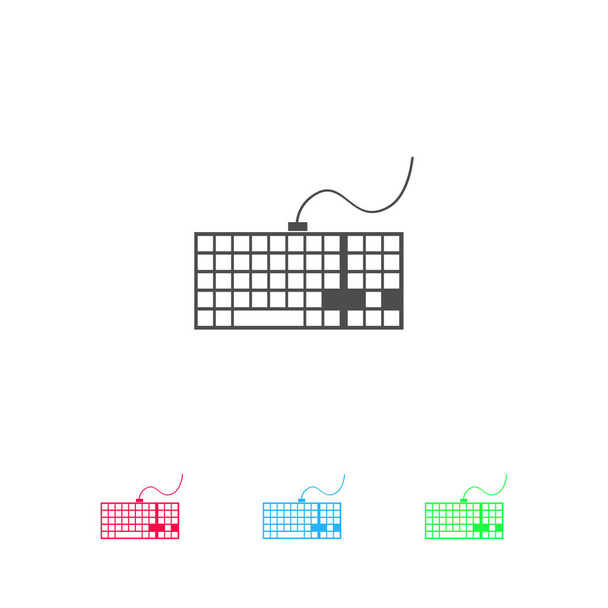 Піктограма клавіатури плоска. Кольорова піктограма на білому тлі. Векторні ілюстрації символ і бонусні піктограми
 - Вектор, зображення