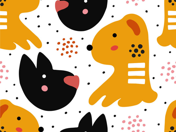 Abstract baby pattern with dog. Animal seamless cartoon illustration. Vector digital background with character art - Vecteur, image