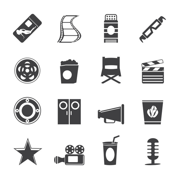 Silhueta simples ícones de cinema e cinema
 - Vetor, Imagem