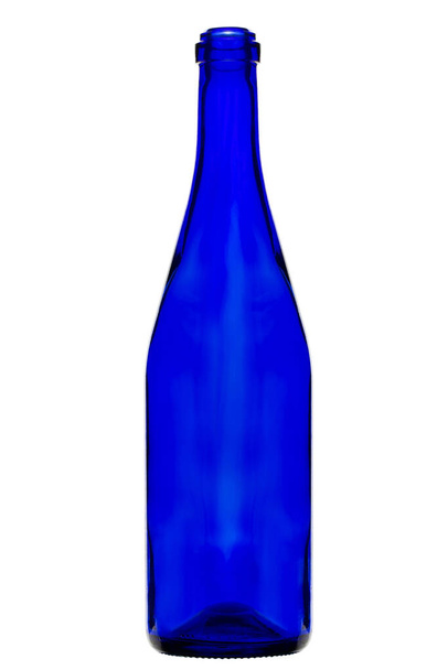Blue bottle of wine. Vertically standing wine bottle. File contains clipping path. - Fotoğraf, Görsel