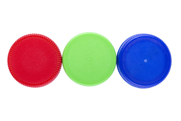 Plastic bottle screw caps isolated on white background. File contains clipping path. - Foto, immagini