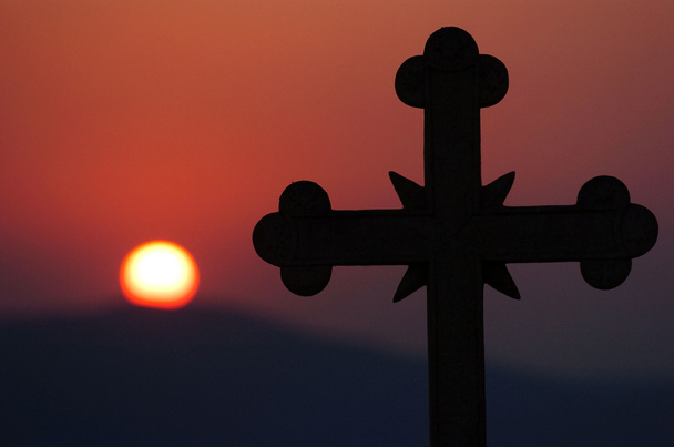 Kirche Kreuz über Sonnenuntergang  - Foto, Bild