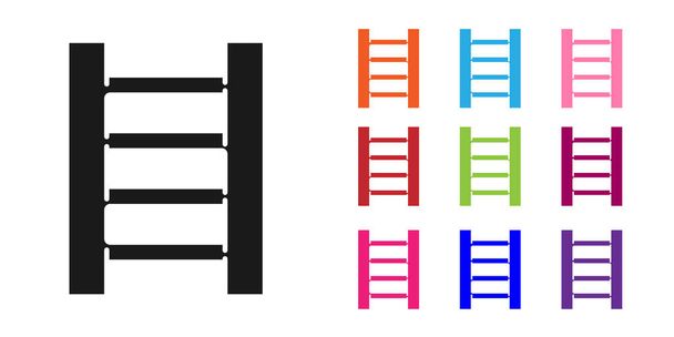 Icône d'escalier en bois noir isolé sur fond blanc. Définir des icônes colorées. Illustration vectorielle
 - Vecteur, image